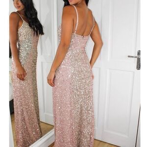 Maya Deluxe Dress Petite Sequin Maxi Dress Spaghetti Strap New Size 8